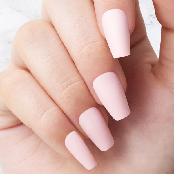 Classic Light Pink Coffin Shaped nails