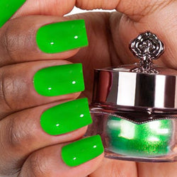 Nails showing vibrant green shade