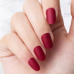 Classic deep red oval shaped nails
