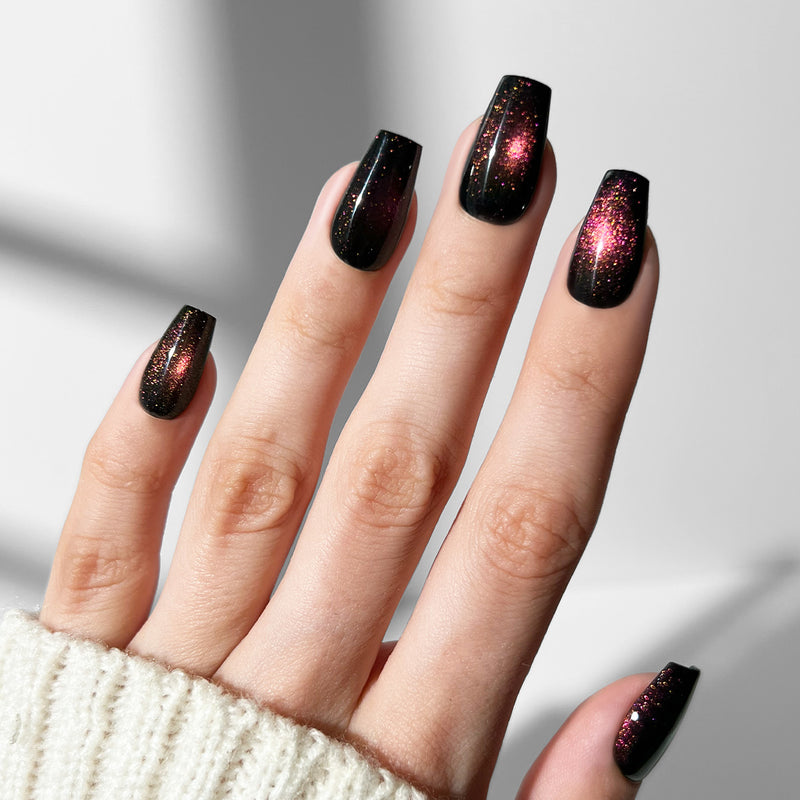Ruby Cats Eye - Coffin Sustainable Nails