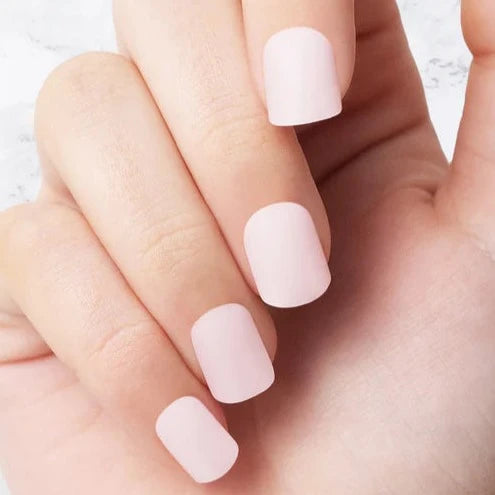 Classic light pink square shaped nails