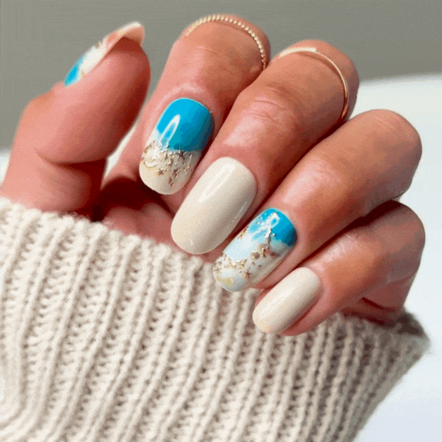 Sand and Sea - Oval Sustainable Nails