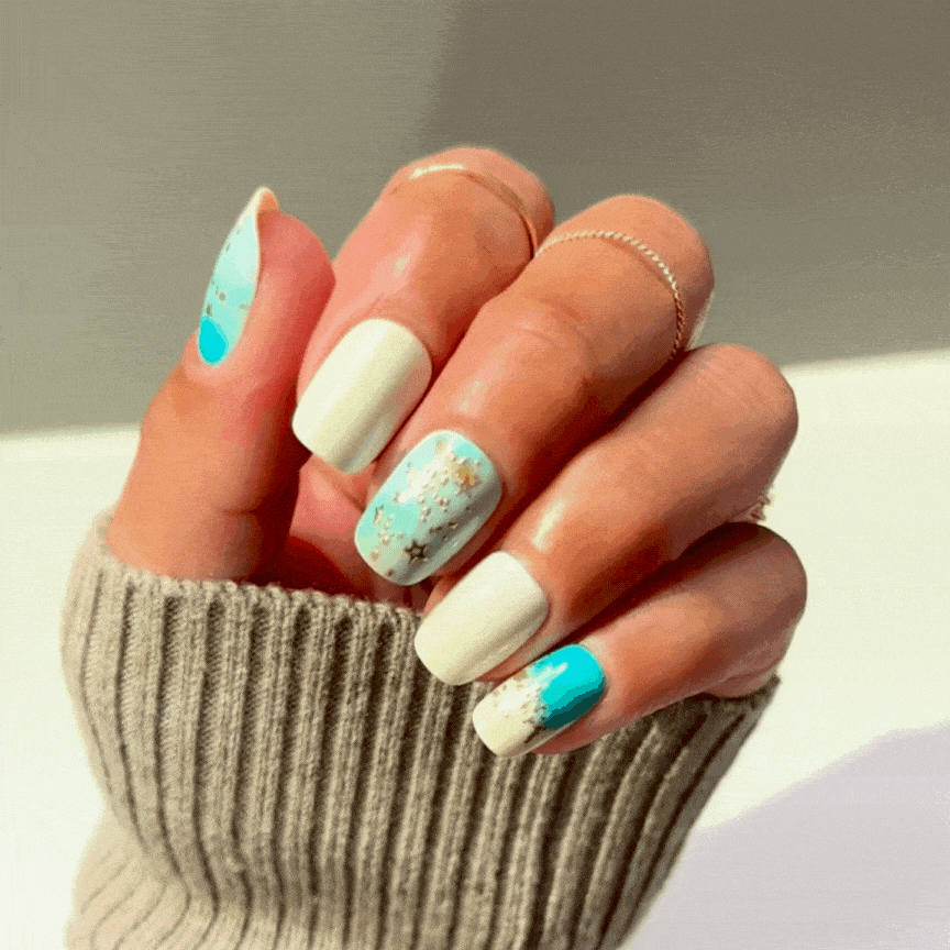Sand and Sea - Squoval Sustainable Nails