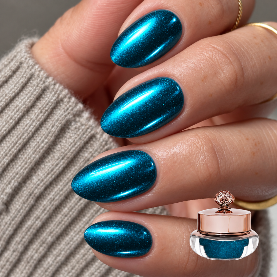 Arctic manicure with matching colour pot