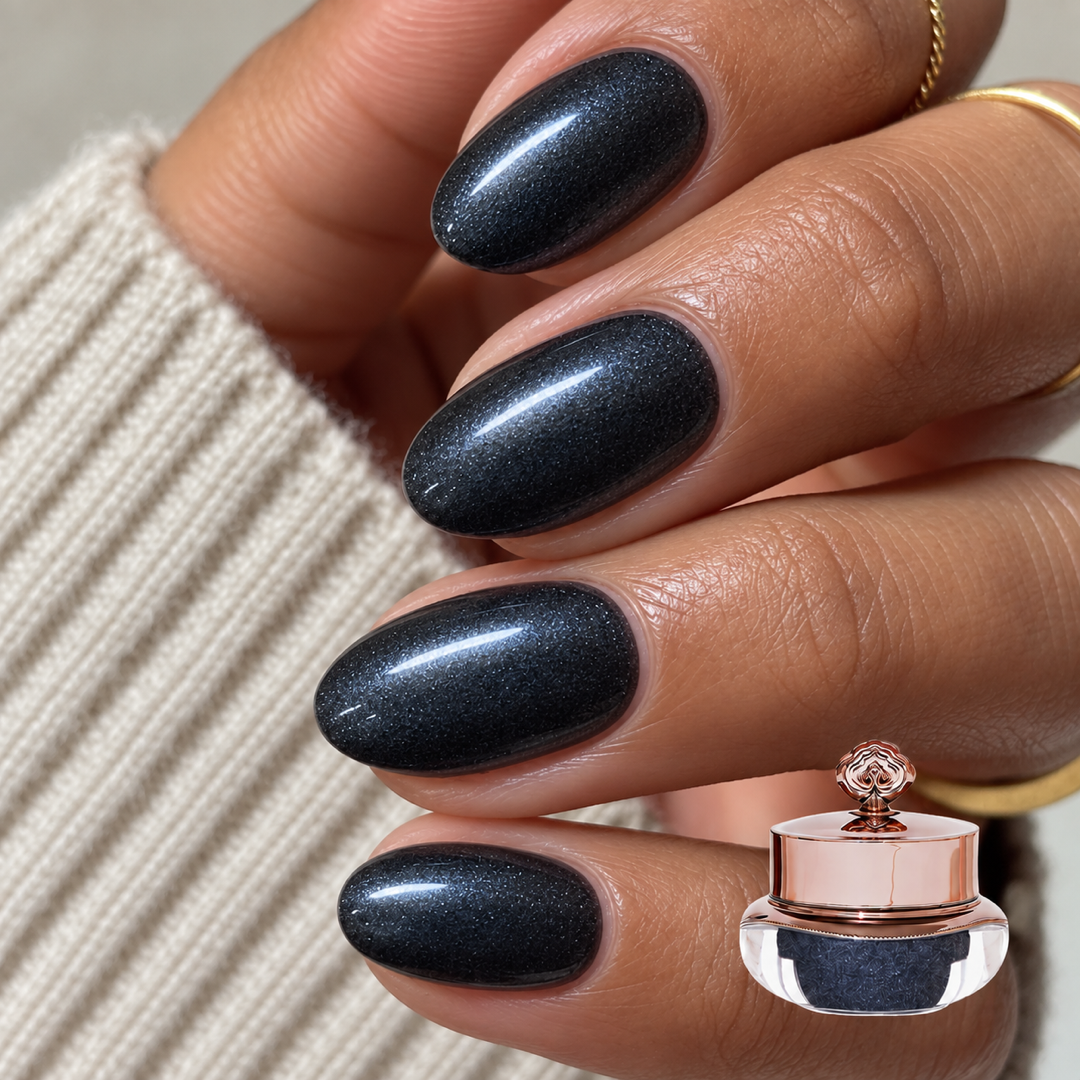 Black Pearl manicure with matching colour pot
