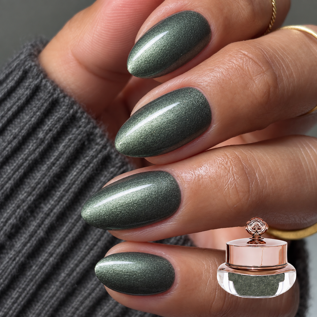 Sage manicure with matching colour pot