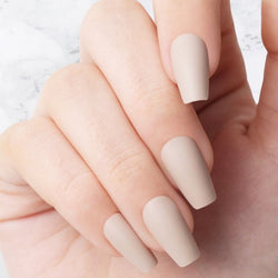 Classic Beige Coffin Shaped nails