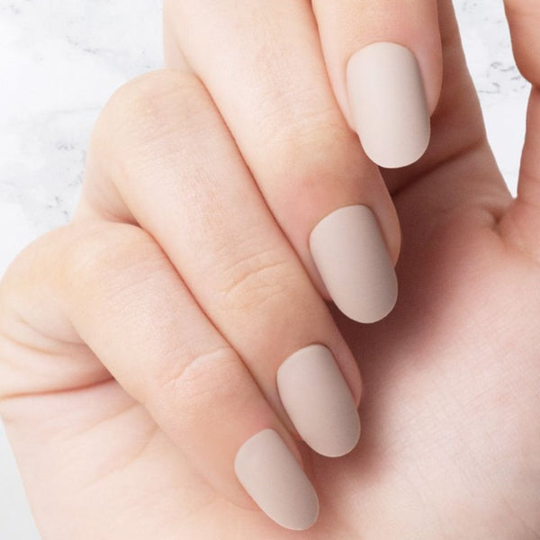 Classic Beige Oval Shaped nails