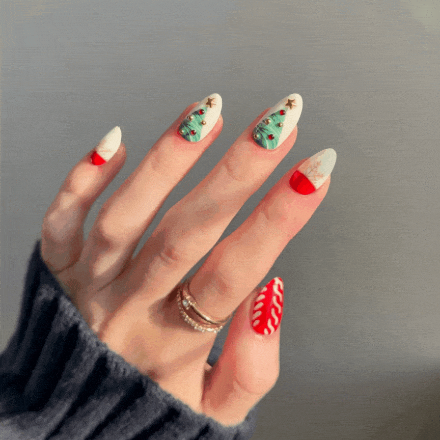 Xmas Cheer - Almond Sustainable Nails