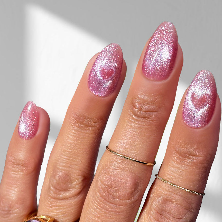 Cupid's Girl - Almond Medium - Sustainable Nails — tight close-up of the nail design