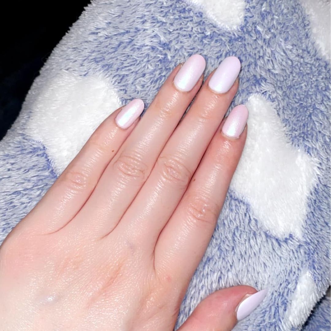 Mottled pink Glazed - Oval Sustainable Nails