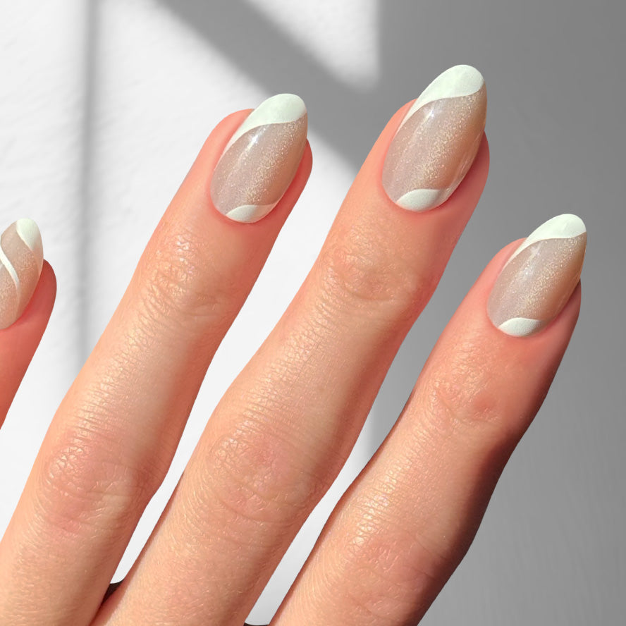 Silken Cats Eye - Almond Sustainable Nails — tight close-up of the nail design
